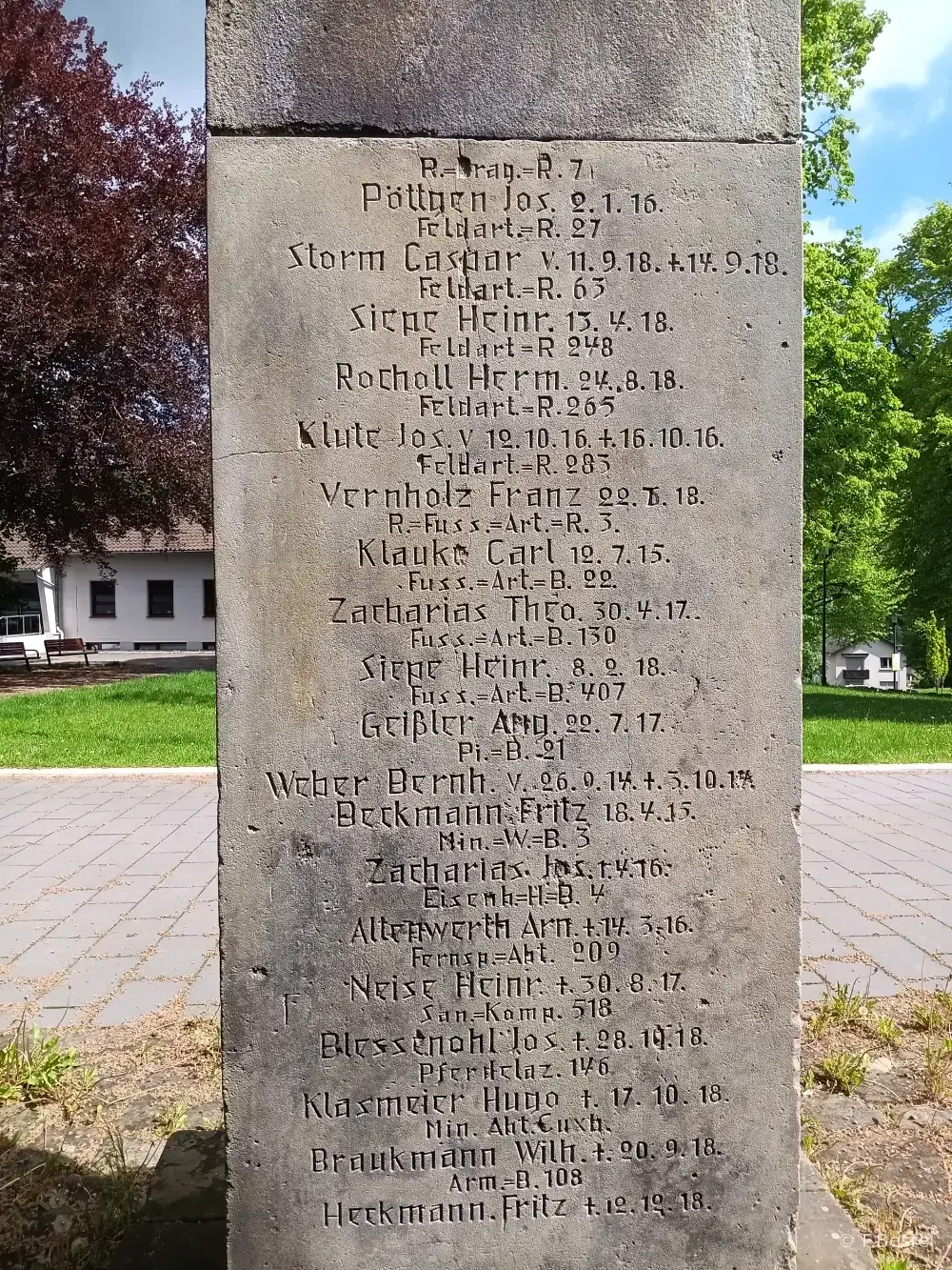 Ehrenmal für den 1. Weltkrieg Tafel 2